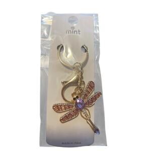 DRAGONFLY WITH LIGHT PURPLE SPARKLES WINGS KEYCHAIN